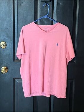 Polo by Ralph Lauren Pink V-Neck Tee with Blue Pony